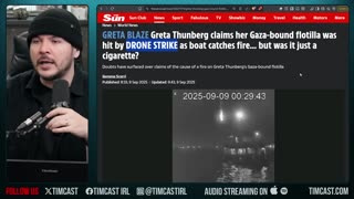 Greta Thunberg Gaza Boat BOMBED Near Tunisia, Video Shows Fireball Hit Ship | Tim Pool