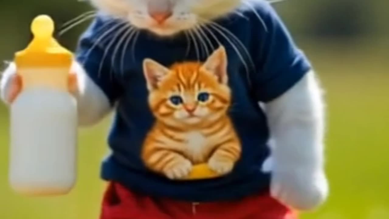 Cutest Walking Kitten Ever! 🍼💙 With Style and Swagger