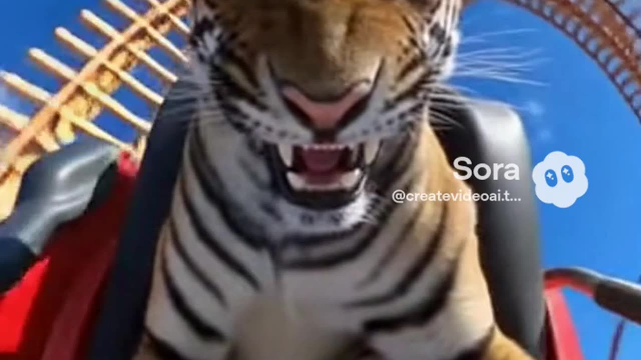 Tiger Goes Wild on Roller Coaster! 🐯🎢🤣