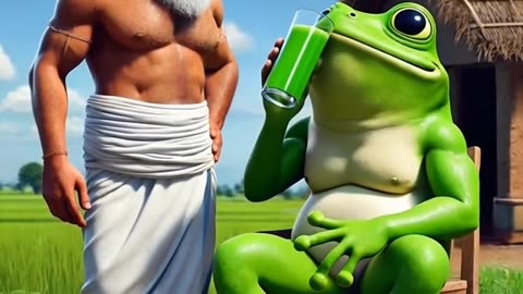 The farmer has a frog and a cobra. The frog drinks alcohol every morning 🍺😭 #ai #farmer #snake