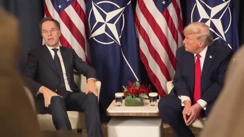 President Trump Participates in a Pull Aside with the Secretary General of NATO
