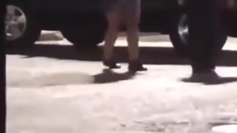 Pregnant female gets taken out by SUV right after beating up the driver w⧸ accomplice