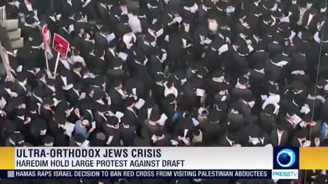 Thousands of ultra-Orthodox Jews protested in occupied al-Quds against the military draft