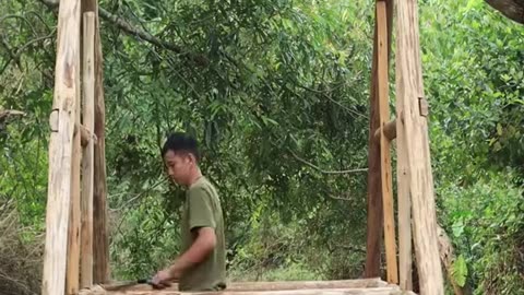 Build an Amazing Shelter Cabin on the Water, Survival Camping, Tree House