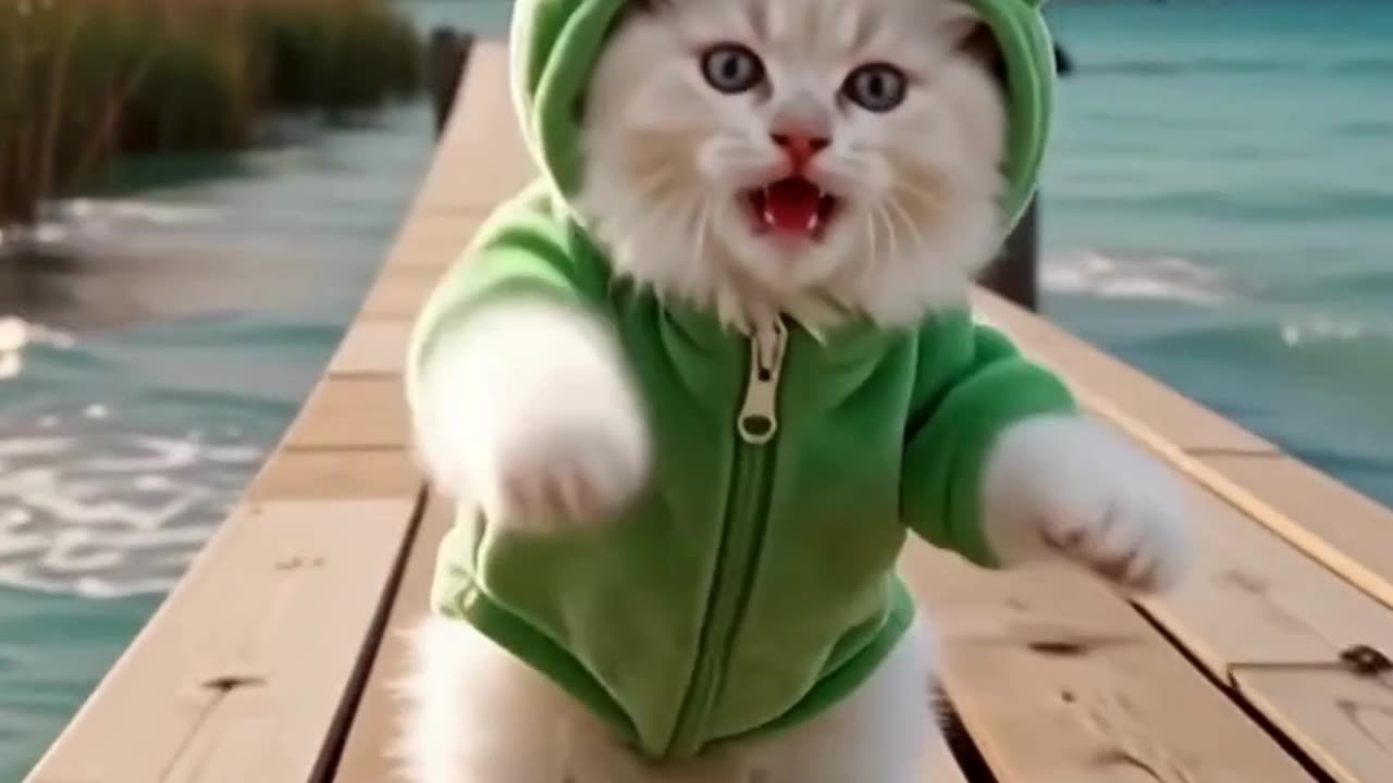 Frog Kitty on Roller Blades 🐸🐱🛼 | Cutest Skating Cat Ever!