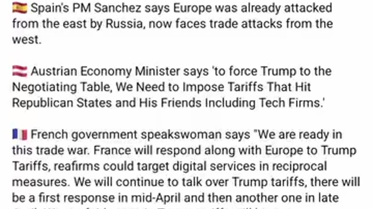 NEW: Mass panic in Europe, following Trump tariffs