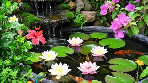 Relaxing Nature Sounds with Beautiful Birds and Waterfall