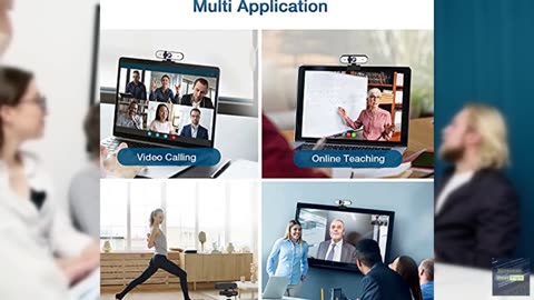Webcam with Light and Tripod, Full HD PC Camera Built-in Privacy Cover, 360° Rot