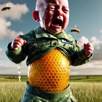 Cute army baby gets attacked by a swarm of bees andsaved by cow #ai #baby #cat #cuteanimals #pigeon