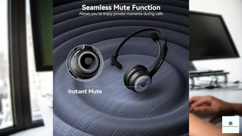 LEVN Bluetooth 5.0 Headset, Wireless Headset with Microphone (AI Noise Cancelling), 35Hrs