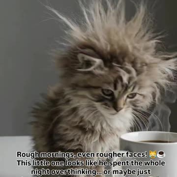 ☕ When a cat desperately needs caffeine! 😂🐾
