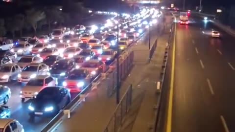 Fleeing residents create Major traffic jams on the Babayi Expressway in Tehran