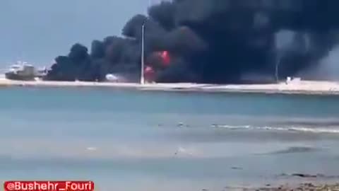 A massive fire breaks out at Iran's Deir port in Bushehr following Israeli airstrikes.