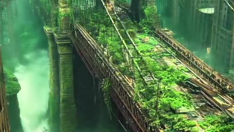 Remains of civilization now reclaimed by nature