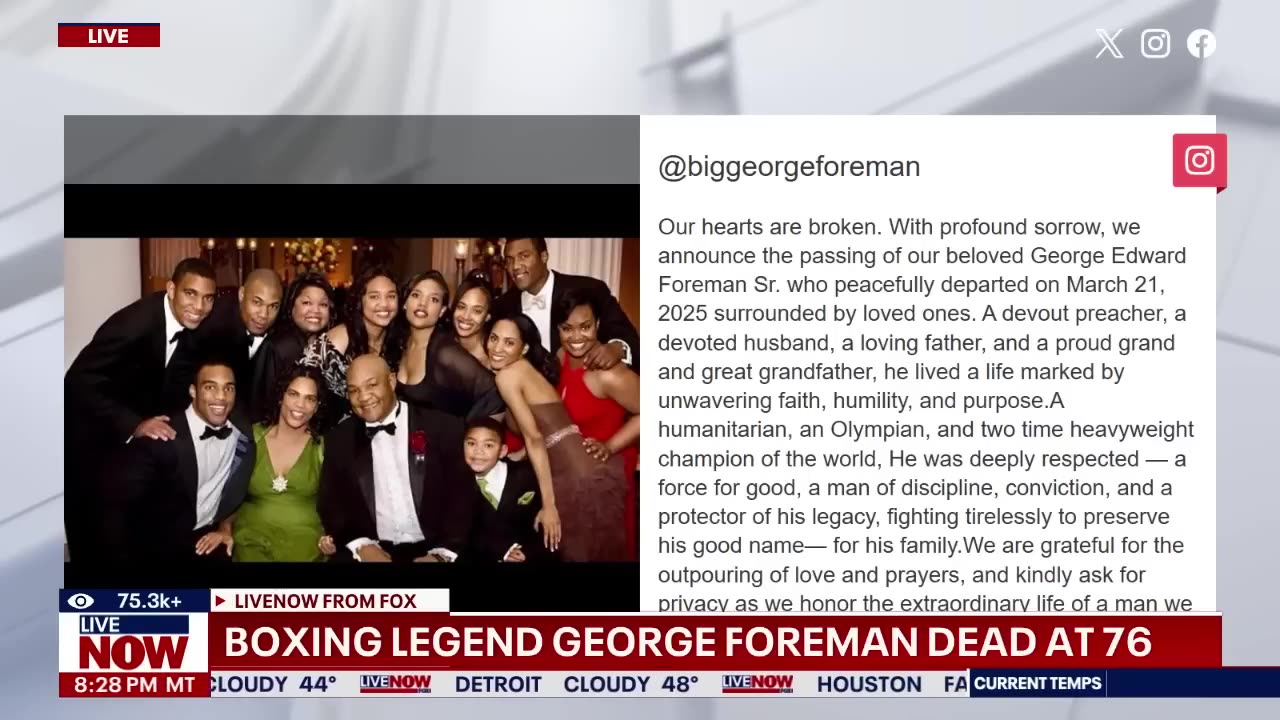 Boxing legend George Foreman dead at 76
