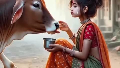 দাদির গরু ২৪ ঘন্টা তরমুজের জুস দেয় 😍 #ai #juice #shorts #cow #watermelon #grandmother