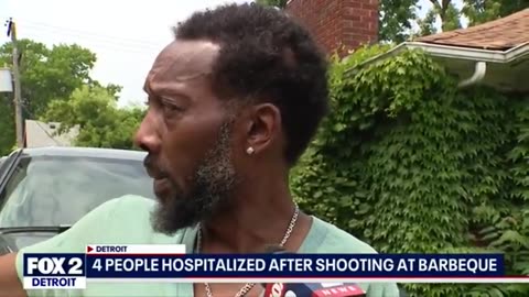4 niggers shot at da niggly neighborhood BBQ