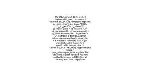 How can you tell if a trigger is enabled in PostgreSQL