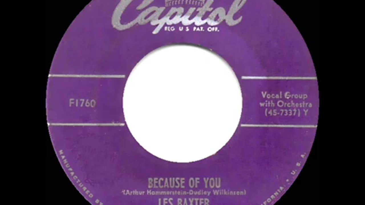 Because Of You - Les Baxter (with vocal chorus) (1951)
