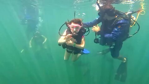 Scuba diving with my beautiful daughters in Rio quente Goias Brazil