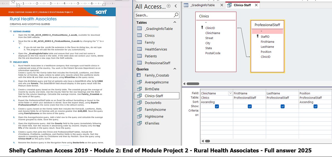 Shelly Cashman Access 2019 | Module 2: End of Module Project 2 | Rural Health Associates (2025)