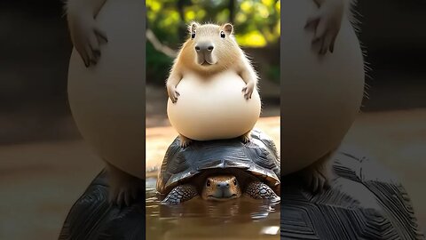 Cute capybara with Turtle 🐢😍