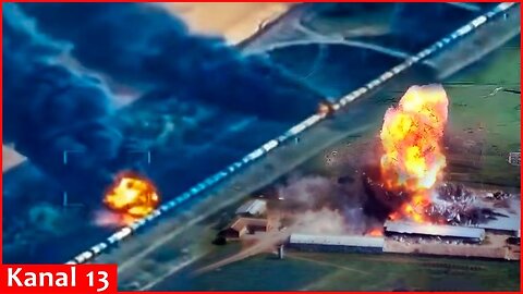 Ukrainian partisans blast Russian military freight loaded trains, munition storage areas in Donetsk