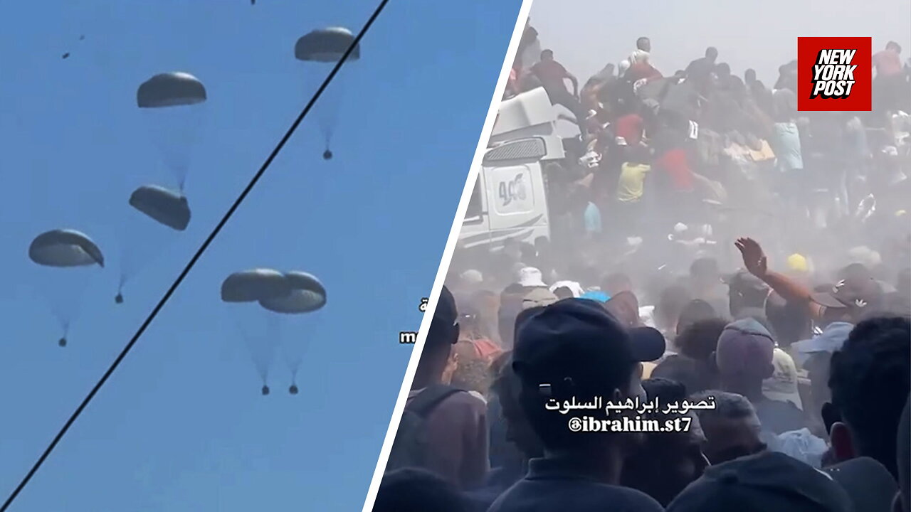 Gaza starvation crisis: Crowds swarm supply truck, as Jordan and UAE drop 25 tons of aid