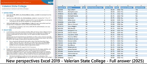 New Perspectives Excel 2019 | Module 7: SAM Project 1a | Valerian State College (2025)