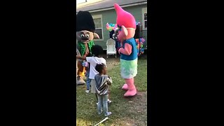 Trolls themed black kids party turns sexual really quick! Disgusting
