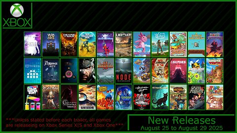 New Xbox Games for August 25 to August 29 2025