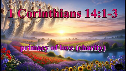 1 Corinthians 14:1-3, particularly speaking in tongues and prophecy.
