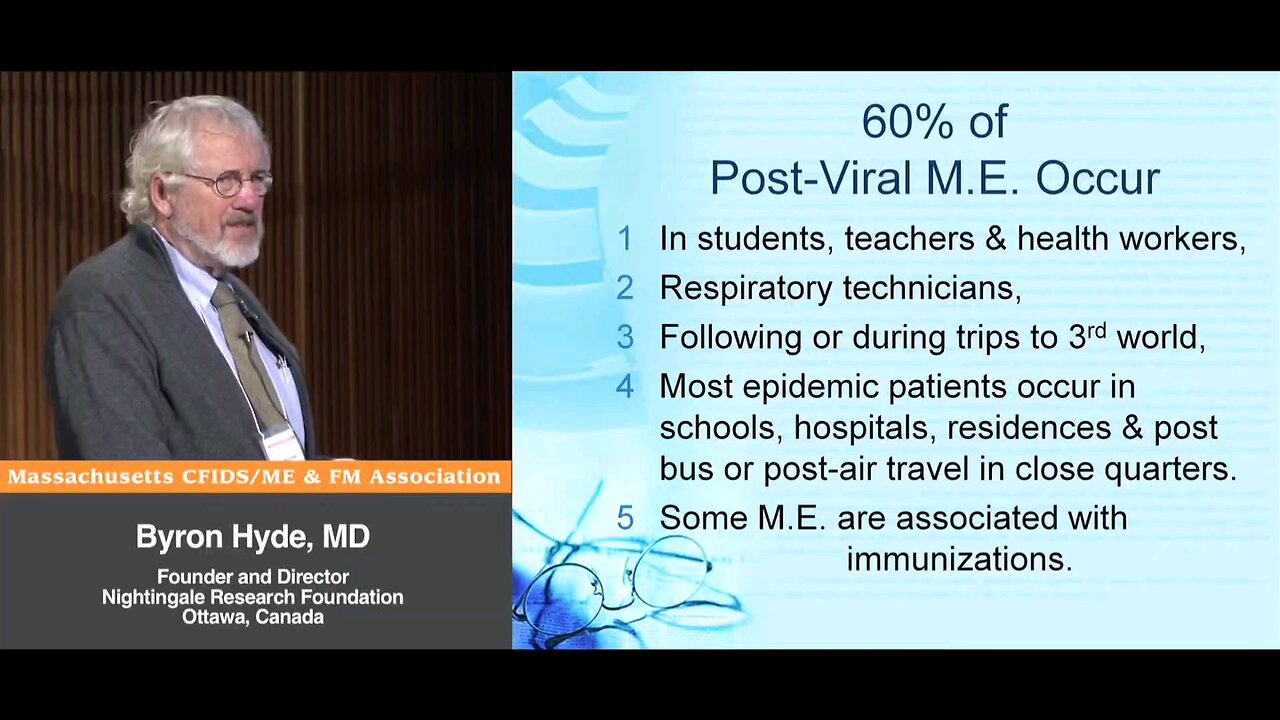 60% of Post-Viral M.E. occur in Students, Teachers, Healthcare Workers, Respiratory Technicians, Following or During Trips to 3rd World, after Vaccines. Most Epidemics occur in schools, hospitals, residences & post-bus/post-air travel - Bryon Hyde, MD
