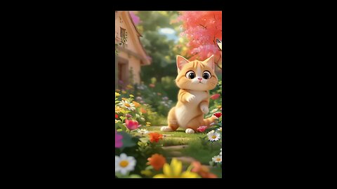 Cute cat chasing a butterfly, it's so cute!