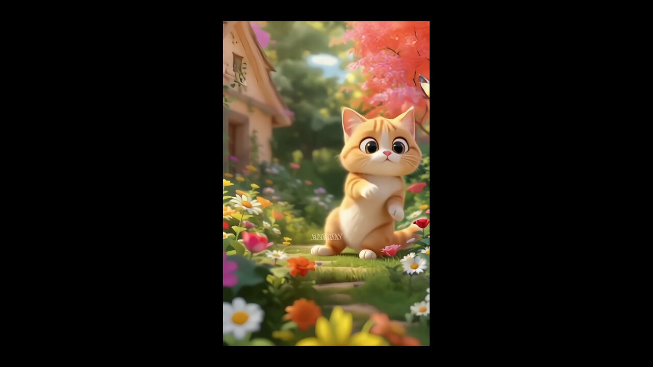 Cute cat chasing a butterfly, it's so cute!
