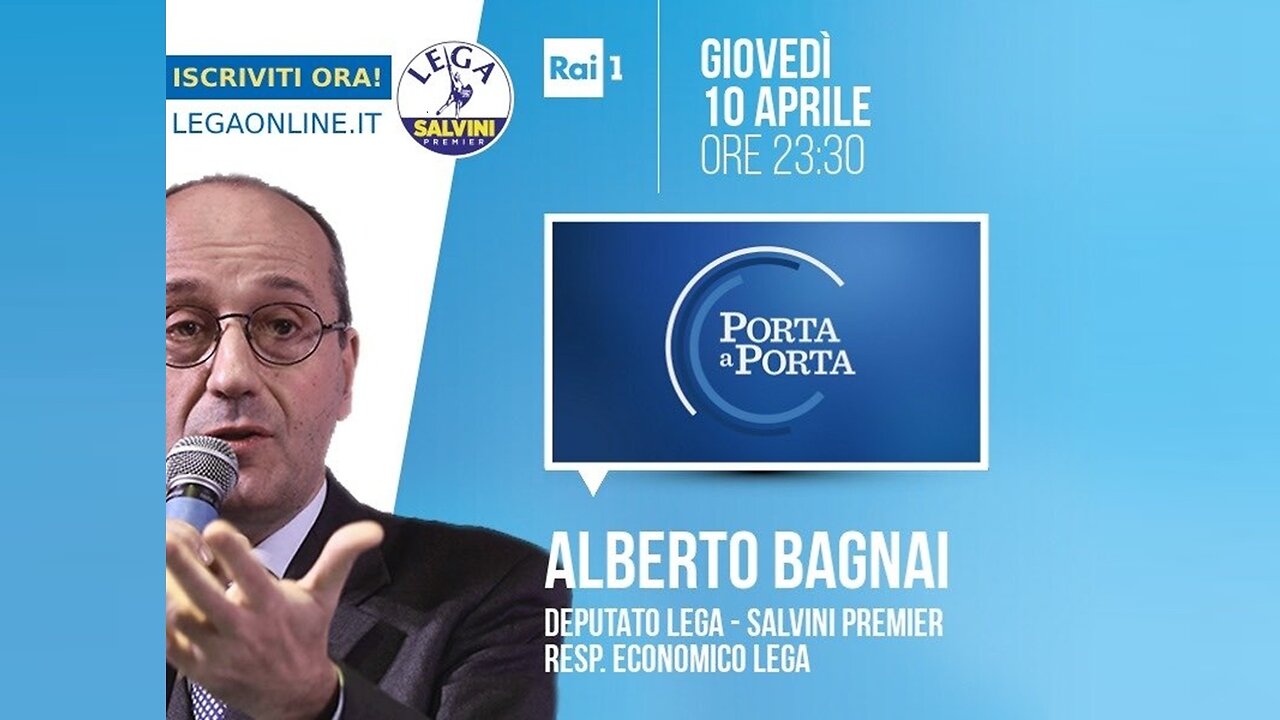 🔴 Interventi dell'On. Alberto Bagnai ospite nella trasmissione "Porta a Porta" del 10.04.2025