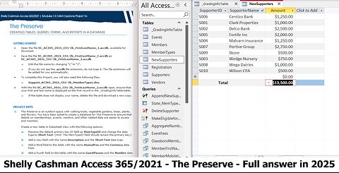Shelly Cashman Access 365/2021 | Modules 1-3: SAM Capstone Project 1b | The Preserve (Update 2025)