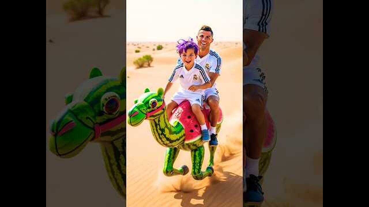 Ronaldo made his son a watermelon camel. Messi didn't like it #ronaldo #football