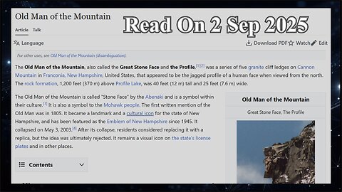 The Old Man of the Mountain - 2 September 2025