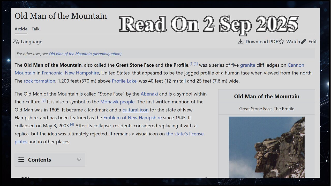 The Old Man of the Mountain - 2 September 2025