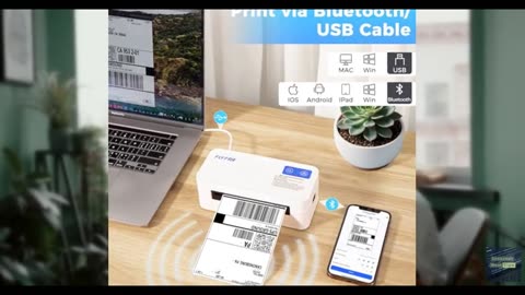 Bluetooth Thermal Shipping Label Printer, Wireless 4x6 Label Printer for Small B