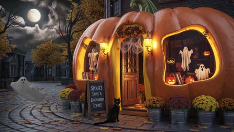 Spooky Pumpkin Bookshop Halloween Pumpkin Shop Ambience