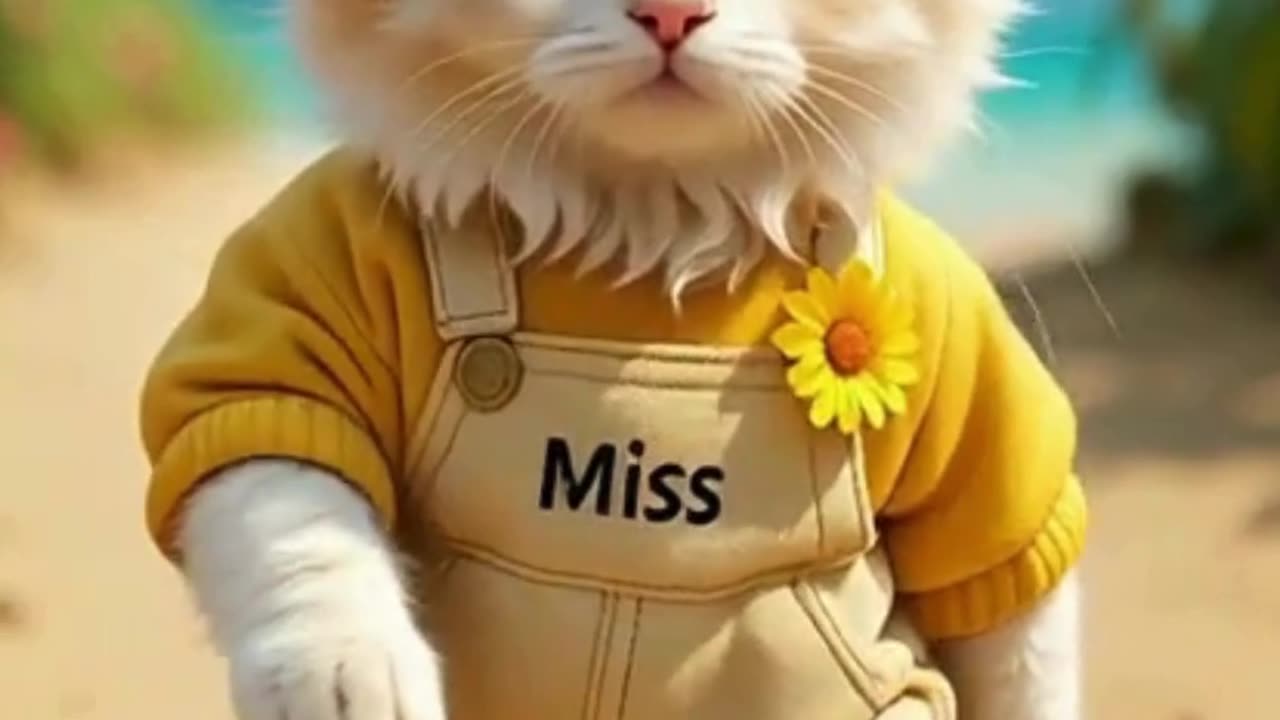 cute cat walking on beach