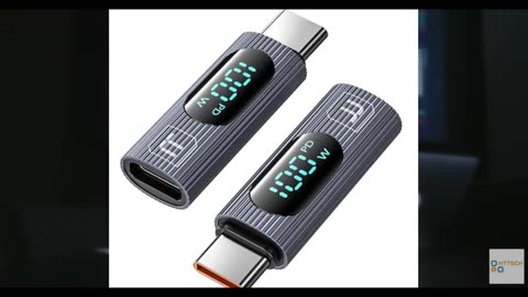 USB C Adapter, 2-Pack 100W Female to Male Extension with Power Meter Tester & Di