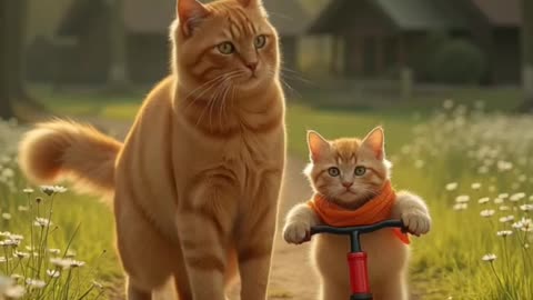 Mama cat and kitten