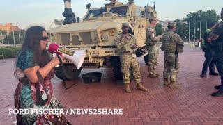 DC protestor yells: "Free DC! You're following orders from an insurrectionist!"