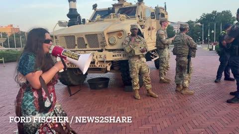 DC protestor yells: "Free DC! You're following orders from an insurrectionist!"