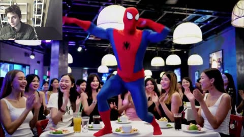 Spider-Man Dancing On The Table At A Thai Restaurant Fake Funny Parody Video