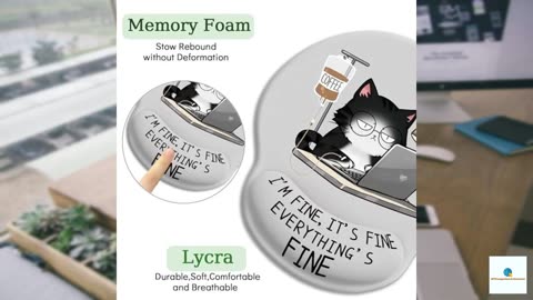 LIMKRIAN Cat Ergonomic Mouse Pad with Wrist Rest, Gaming Mouse Pad with Wrist Support, Fun