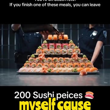 Could you finish 200 sushi pieces or rot in jail #sushi #jail